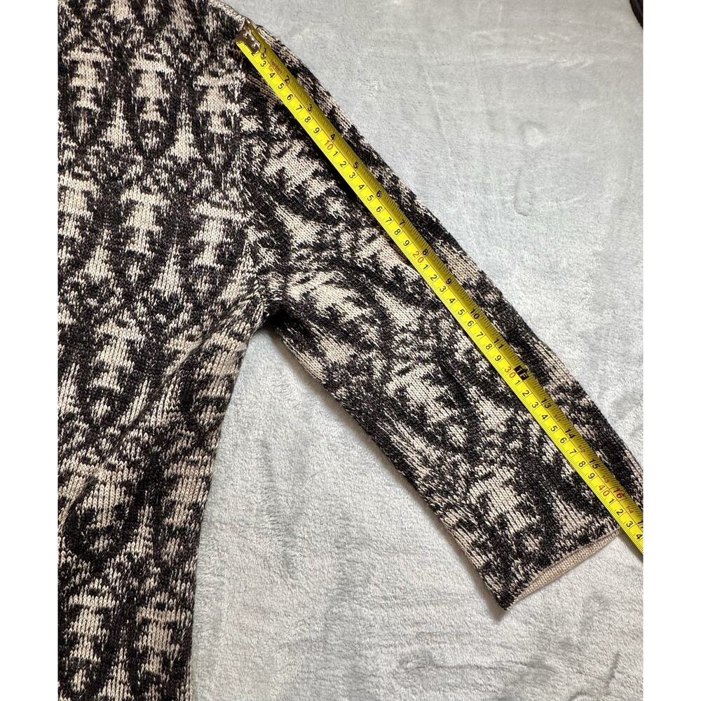 Peruvian Connection Womens Open Front Tunic Cardigan Sweater Ikat Black Sz M - Picture 5 of 11